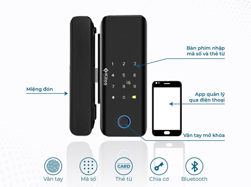 Khóa vân tay cửa kính Kitos KT-GL30 Pro