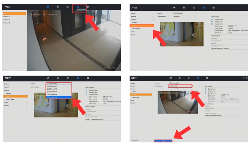 cách đổi tên camera trong đầu ghi
